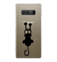 Samsung Galaxy Note 8  Kamera Korumalı Kapak Çizgi Kedi Tasarımlı  Şeffaf  Kılıf