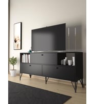 Wood'n Love Mia 160 Cm Metal Ayaklı Tv Ünitesi - Konsol - Siyah / Siyah