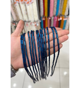 Hematit Taşı Silindir Kesim Parlak Mavi 4x13mm Doğal Taş Dizi