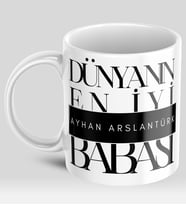 Babalara Özel İsim Yazılı "Dünyanın En İyi Babası" Temalı Kupa Bardak - Babalar Günü Hediyesi