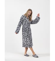 Zebra Desen Şalyaka Bornoz %100 Pamuklu Zebra Baskılı-S/M