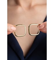 925 Ayar Gümüş Gold Büyük Boy Halka Küpe
