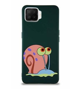 Oppo A73 Soft Premier Kapak Salyangoz Gary Tasarımlı Silikon Kılıf - Yeşil (Şeffaf)