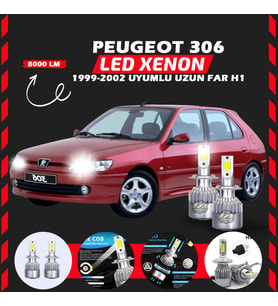 Peugeot 306 1999-2002 Uzun Far Uyumlu Şimşek Etkili Led Xenon Performance Series H1