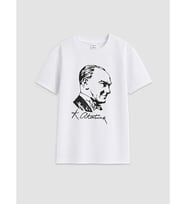LCW Kids Beyaz Atatürk Baskılı Erkek Çocuk Tişört