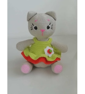 Maskot Kedi Kız Amigurumi Organik Oyuncak
