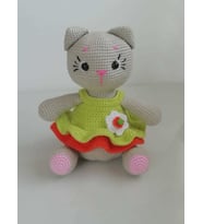 Maskot Kedi Kız Amigurumi Organik Oyuncak