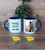 Petrol ve Doğalgaz Mühendisi Kupa Bardak Lacivert Fotoğraflı Mühendisler Günü Hediyesi