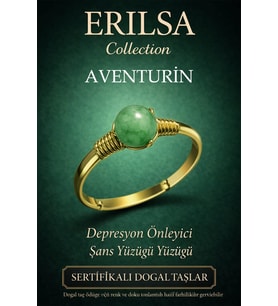 Sertifikalı Depresyon Önleyici Şans Yüzüğü – Aventurin Taşı Ayarlamalı Gold Boğa Terazi Yay Burcu