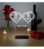 Luvivia Kalp Sevgiliye Hediye Kişiye Özel 3D Lamba - Masa Gece Lambası