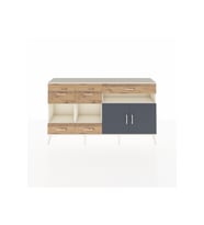 Arges Konsol 4 Raflı 5 Çekmeceli 2 Kapaklı 176x30x99 Aytaşı-Antrasit/Çam