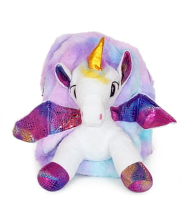 AKILLIELMA-TAROS KABARTMALI PELUŞ SIRT ÇANTASI MAVİ UNICK COLOR UNICORN ORTA BOY 7698