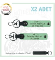 Efsane Motorculara Özel, İsim Plaka ve  0 Rh (+) Yazılı Anlamlı Hediye x2' li Anahtarlık, Yeşil-Syh (Çok Renkli)