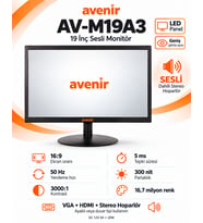 Avenir AV-M19A3 19 İnç LED Monitör – Dahili Stereo Hoparlör