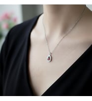 Doğal Garnet Taşlı 45 cm Gümüş Kolye (Silver)