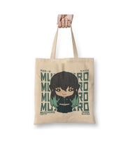 Demon Slayer Muichiro Chibi İblis Keser Beyaz Bez Çanta Uzun Saplı Alışveriş Çantası Plaj Çantası