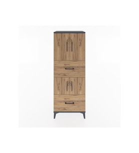Hyperion Dolap 3 Raflı 2 Çekmeceli 4 Kapaklı 60x44x163 Antrasit-Çam
