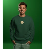 Erkek Ragdoll Kedisi Desenli Sweatshirt – Minimal Göğüs Baskılı, Rahat Kesim (Koyu Yeşil)