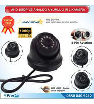 AHD 1080P ve Analog Pal Çevrilebilir 4 Pin Plastik Dome Araç Kamerası
