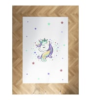 MEKTA HOME BEBEK VE ÇOCUK ODASI Renkli Unicorn Desenli Beyaz Halı