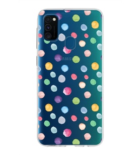 PrintiFy Samsung Galaxy M30s ile Uyumlu 1mm Slim Fit Water Color 6 Baskılı Şeffaf  Kılıf