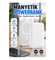 5000 mAh Manyetik Kablosuz Powerbank – 15W MagSafe Uyumlu USB-C ve USB-A