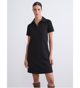 LCWAIKIKI Classic Siyah Polo Yaka A Kesim Mini Elbise