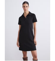 LCWAIKIKI Classic Siyah Polo Yaka A Kesim Mini Elbise