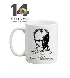 Stüdyo 14 Kişiye Mustafa Kemal Atatürk Siluetli ve İmzalı İsim Soy isim Kupa - Mug
