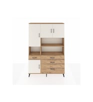 Arges Dolap 9 Raflı 4 Çekmeceli 4 Kapaklı 132x30x195 Çam-Aytaşı/Çam