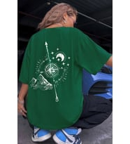 Unisex Pusula Baskılı T-shirt (Yeşil)