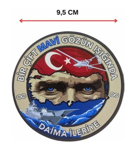 "Bir Çift Mavi Gözün Işığında Daima " Atatürk Arma 9.5 cm 3d, Yeni Model Tip Cırtlı, (Çok Renkli)
