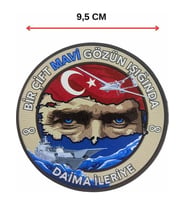 "Bir Çift Mavi Gözün Işığında Daima " Atatürk Arma 9.5 cm 3d, Yeni Model Tip Cırtlı, (Çok Renkli)