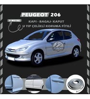 Peugeot 206 Oto Araç Kapı Koruma Fitili 5metre Parlak Gri Renk