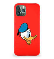 Apple iPhone 11 Pro Soft Premier Kapak Donald Duck-F Tasarımlı Silikon Kılıf - Kırmızı (Şeffaf)