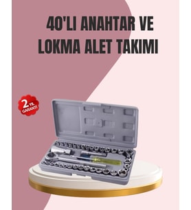 Otomotiv ve Ev Kullanımı İçin 40 Parça Lokma Anahtar Seti Taşıma Çantalı