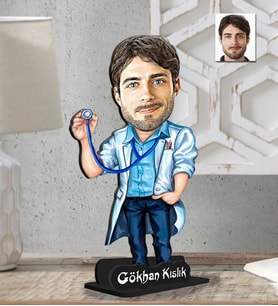 Kişiye Özel 2 Boyutlu Doktor Erkek Ahşap Biblo-9