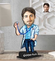 Kişiye Özel 2 Boyutlu Doktor Erkek Ahşap Biblo-9