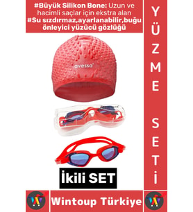 #YüzmeSeti Ayarlanabilir Su Geçirmez Buğu Önleyici Yüzücü Gözlüğü Büyük Beden Silikon Bone İkili Set
