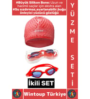 #YüzmeSeti Ayarlanabilir Su Geçirmez Buğu Önleyici Yüzücü Gözlüğü Büyük Beden Silikon Bone İkili Set