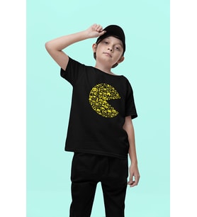 Unisex Tasarım Pacman Baskılı Oyun Çocuk Tişört (1-12 Yaş)