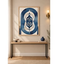 Lacivert Kemer Art Deco Desen Ahşap Çerçeveli Duvar Tablosu