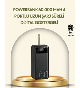 Northcity Güçlü 4 Çıkışlı LED Fenerli Powerbank - Tüm Cihazlar İçin Şarj Cihazı