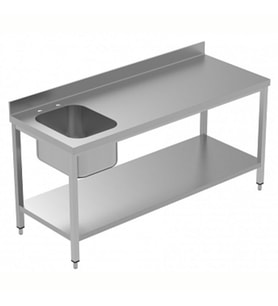 Electrolux Professional Özel Şef Çalışma Tezgahı, Tek Evyeli (solda), 100 Mm Sırtlı, Taban Raflı - 1800 Mm, Plus LSGTL1810S