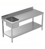 Electrolux Professional Özel Şef Çalışma Tezgahı, Tek Evyeli (solda), 100 Mm Sırtlı, Taban Raflı - 1800 Mm, Plus LSGTL1810S