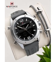 Naviforce Silokon Kordon Dijital & Analoğ Mekanizma Bileklik Hediyeli 3 ATM Erkek Kol Saati NF9264.3