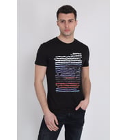 Erkek Bisiklet Yaka Baskılı T-Shirt 21Y-3400746-1 Siyah