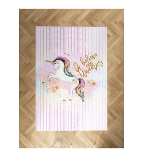 MEKTA HOME BEBEK VE ÇOCUK ODASI Yıldızlı Unicorn Desenli Halı