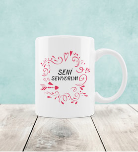 Sevgililer Günü Özel Seni Seviyorum Tasarımlı Kupa Bardak