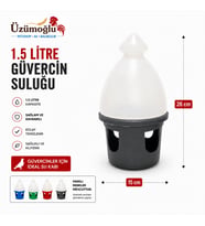 ÜZÜMOĞLU 1 ADET 1.5 Litre Güvercin Suluğu Dayanıklı Plastik Güvercin Su Kabı 26 cm Yükseklik